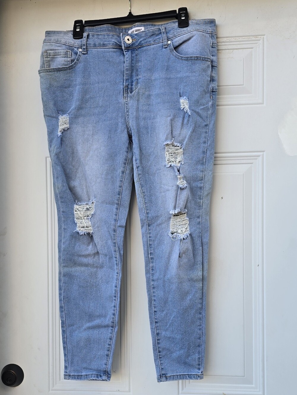 Blue Sacvy Distressed Blue Skinny Jeans 17x33